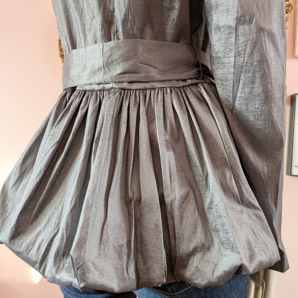 Silver Hooded Coat with Belt - Picture 4 of 14